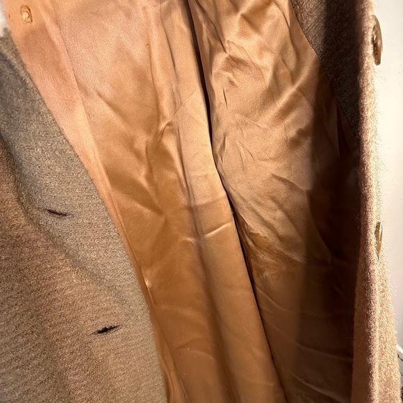 Vintage coat wool‎ blend 60's tan fur collar union label made in USA - Picture 11 of 13